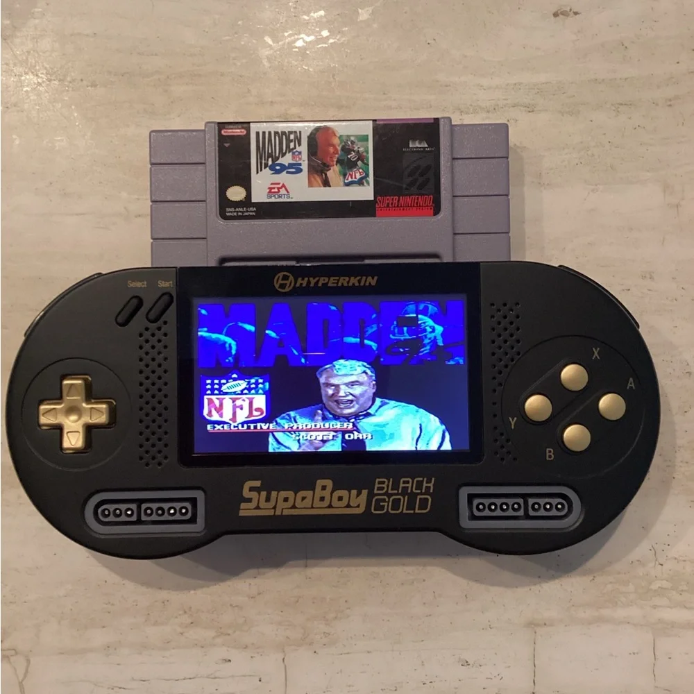 Hyperkin Supaboy Black Gold Portable Pocket Console Nintendo SNES Games Gameboy